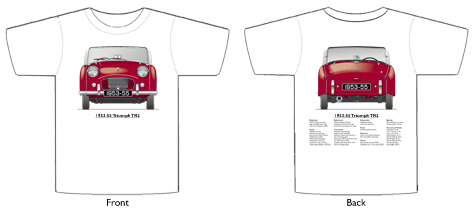 Triumph TR2 1953-55 (wire wheels) T-shirt Front & Back